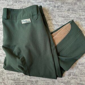 SmartPak Piper 38R Hunter Green/Tan Suede Knee Patch Breeches